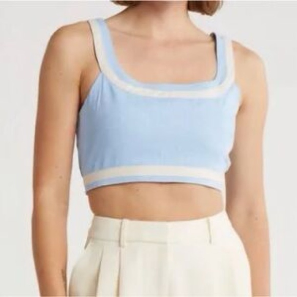AVEC LES FILLES Women's XS Linen Blend Crop Top
Ice Blue Summer Color Block